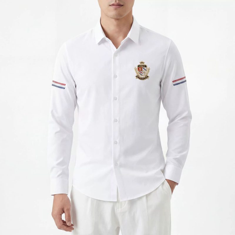 3D Digital Print Badge Slim Long Sleeve Shirt — wholesale men's shirt from AUTOCNEX
