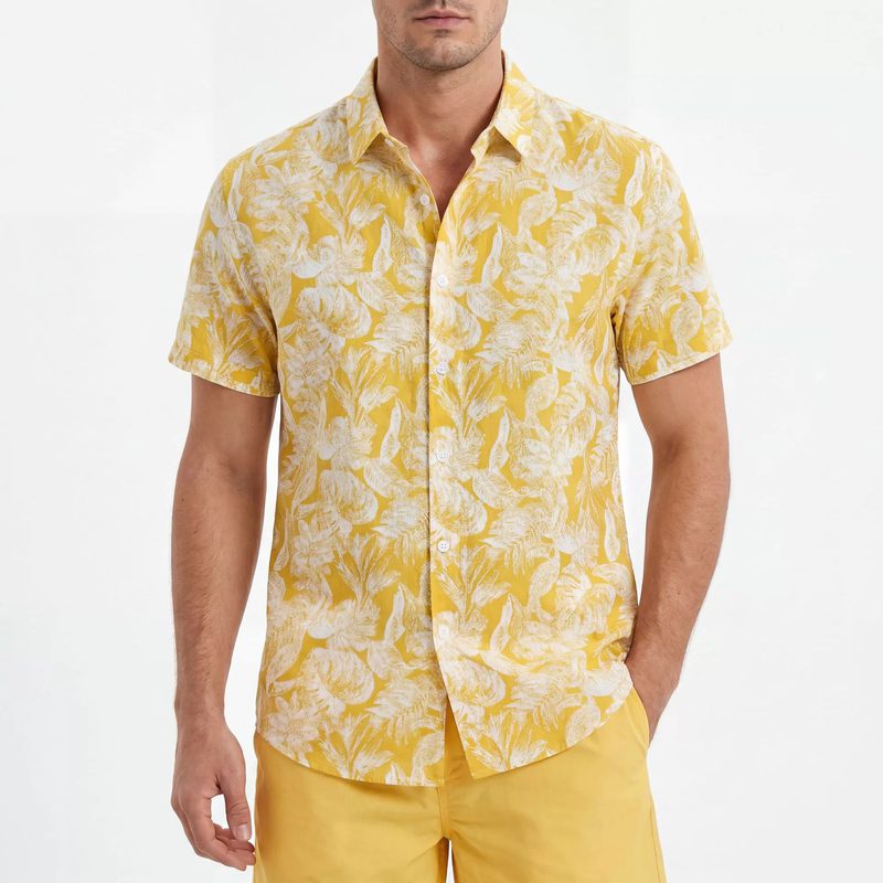Tropical Floral 3D Digital Print Short Sleeve Shirt — wholesale men's shirt from AUTOCNEX